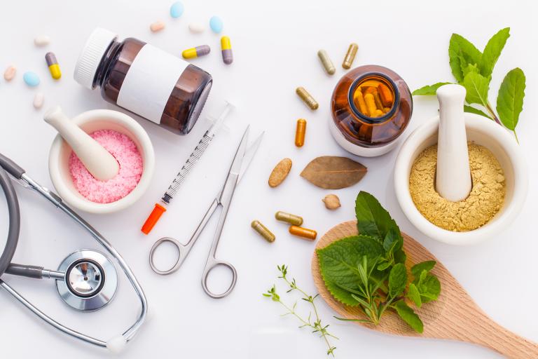 prescription medications and natural herbs